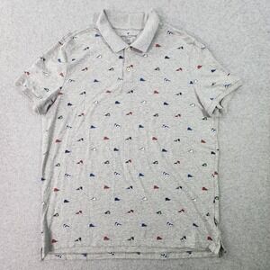 American Eagle Outfitters Flex Shirt Mens XL Gray All Over Print‎ Sneakers Polo